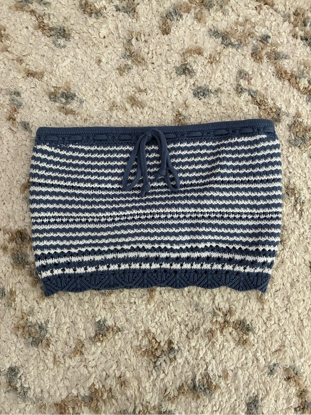 Hollister Blue and White Striped Knit Tube Top